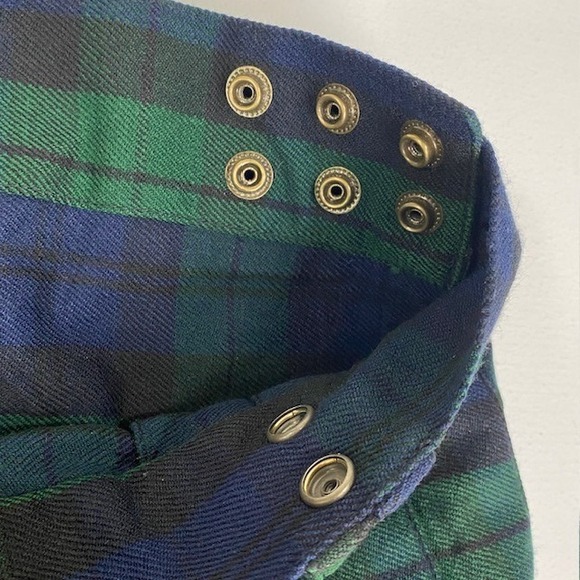 DSSkilts Plaid Kilt Utility Pockets Buckle Straps Green Blue Size 54 - Picture 11 of 13